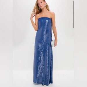 Tuckernuck Strapless Sequin Gown in Blue